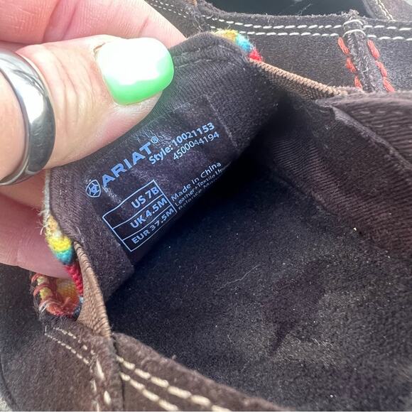 Ariat Cruisers Chocolate Boho Aztec Saddle Blanket Sunset Stripe Shoes 7B - Picture 7 of 7